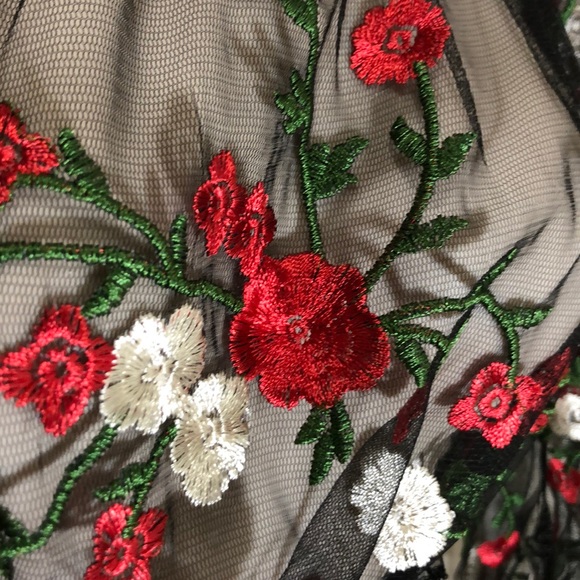 Black Floral Chiffon Sheer Top - Picture 5 of 6